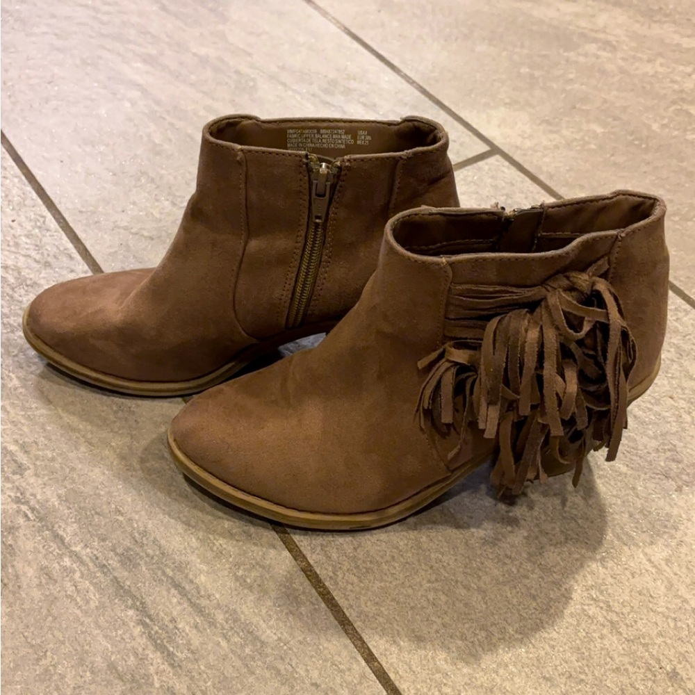 Brown Fringe Ankle Boots